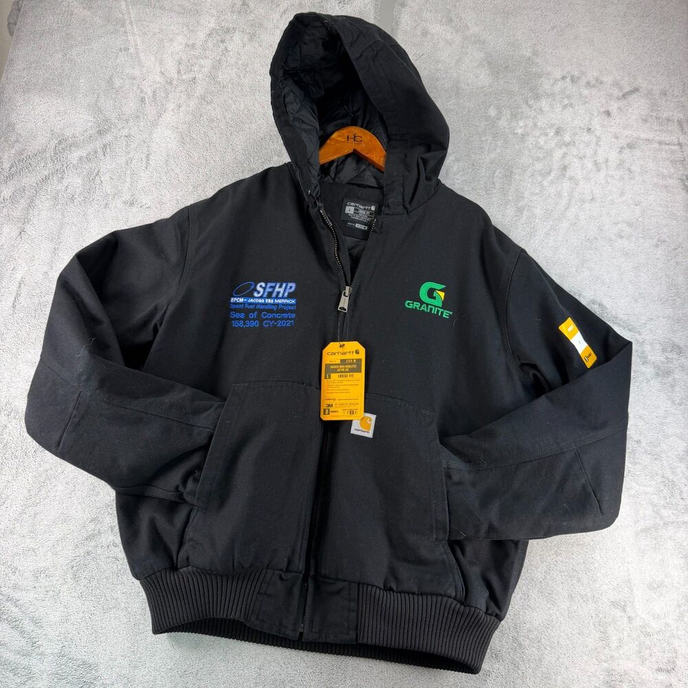 Carhartt 104050 Mens L Loose Fit Insulated Active Jacket Black NWT Embroidered